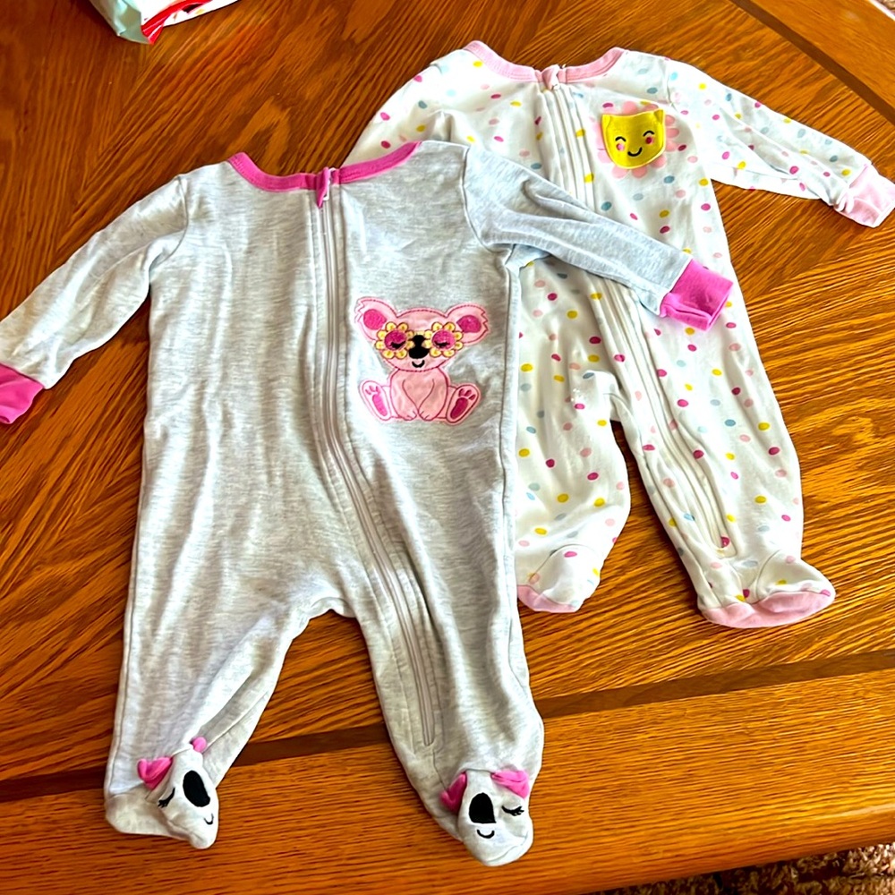 Two adorable PJs for baby girl!